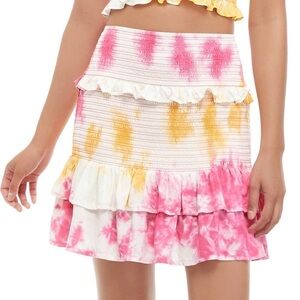 Cabana tie dyed ruffle skirt smocked size medium